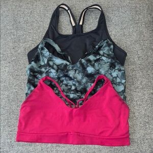 Athleta Black, Tie-Dye, and Pink Sports Bras